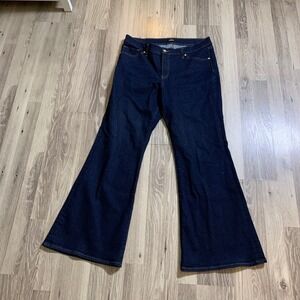 NWOT Express 70s Flare Mid Rise Dark Wash Jeans‎ Women 12S Petite 34x30 Retro